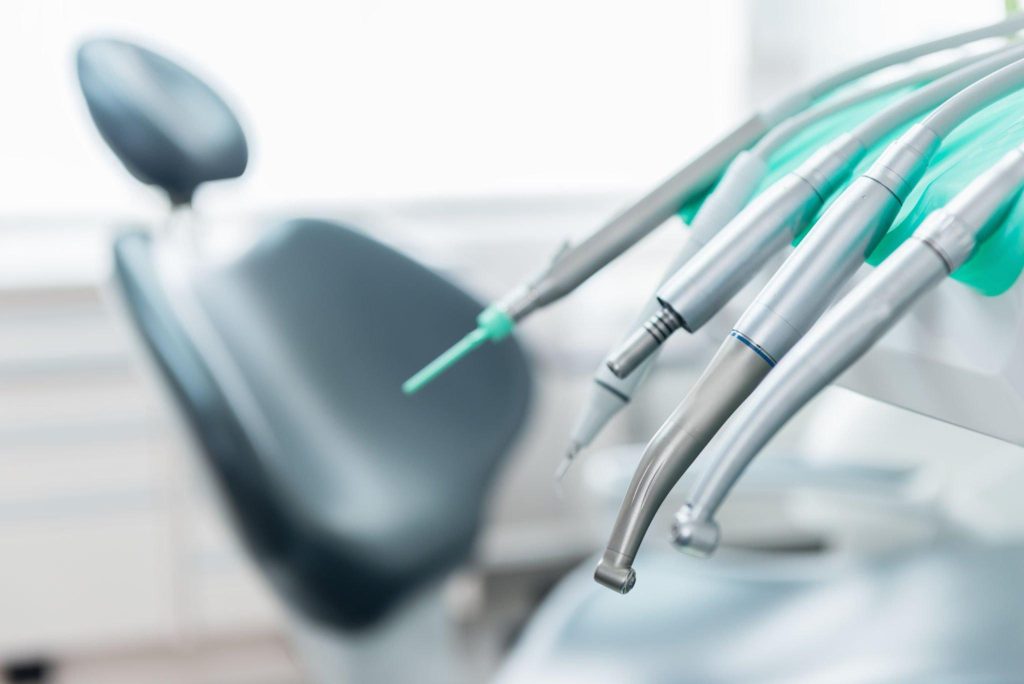 Modern dental instruments in a dental clinic