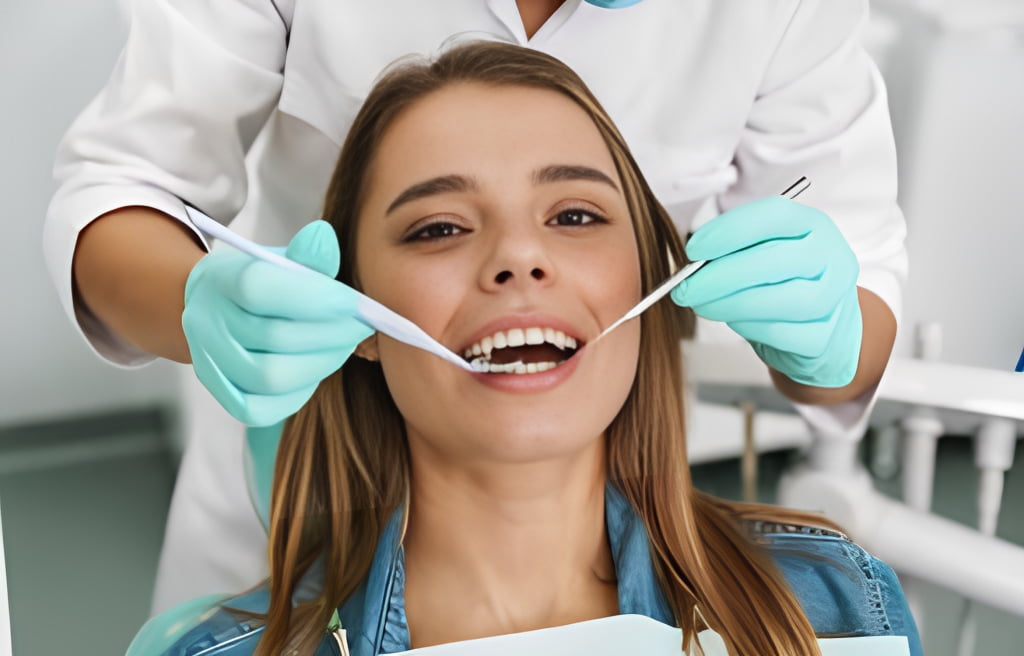 A patient receiving professional dental care