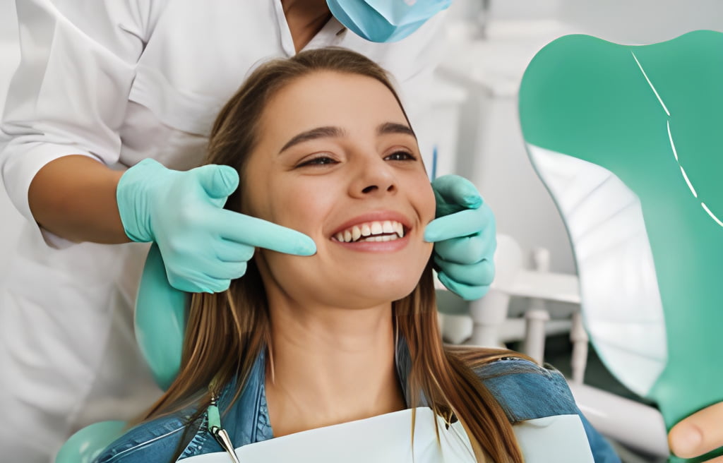 Professional dental care in progress